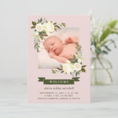 Cadre Floral | Photo Faire-part de naissance bébé (Debout devant)