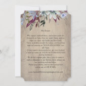 Cadre floral rustique avec invitation aux oiseaux (Dos)