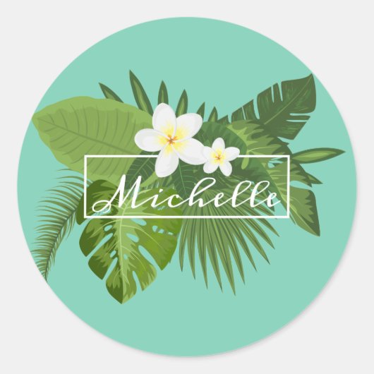 Cadre floral tropical personnalisé | Sticker (Devant)