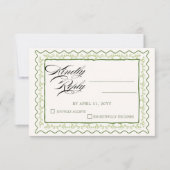 Cadre Floral Vert Vintage Réponse Mariage Rustique (Devant)