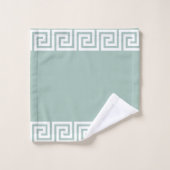 Cadre géométrique blanc élégant sur vert clair (Gant de toilette)