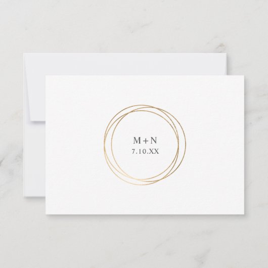 Cadre géométrique en or faux mariage RSVP + entrée (Dos)