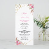 Cadre géométrique or Menu de mariage floral rose (Debout devant)