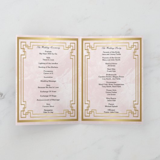 Cadre géométrique Or Programme de mariage en marbr (Intérieur)