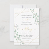 cadre géométrique verdoyant faire-part de mariage (Devant)