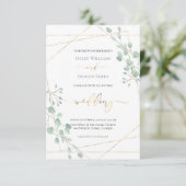 cadre géométrique verdoyant faire-part de mariage (Debout devant)
