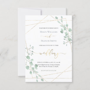 cadre géométrique verdoyant faire-part de mariage