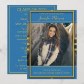 Cadre Gold Classy Photo Graduation Invitation (Devant / Derrière)