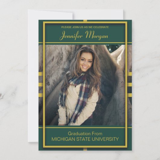Cadre Gold Classy Photo Graduation Invitation (Devant)