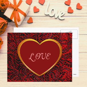 Cadre Gold Heart Love avec carte postale en tissu 