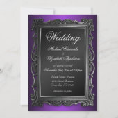 Cadre gothique Violet Mariage Invitations (Devant)