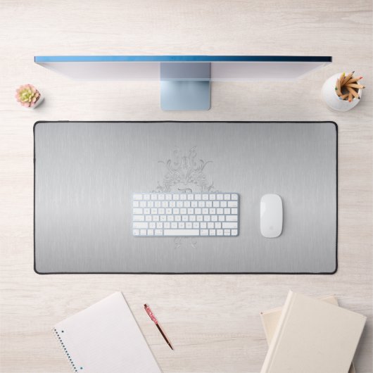 Cadre gris et aluminium brossé avec initiale perso (Bureau 1)
