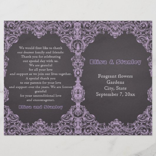 Cadre lavande, tableau noir plié programme de mari (Devant)