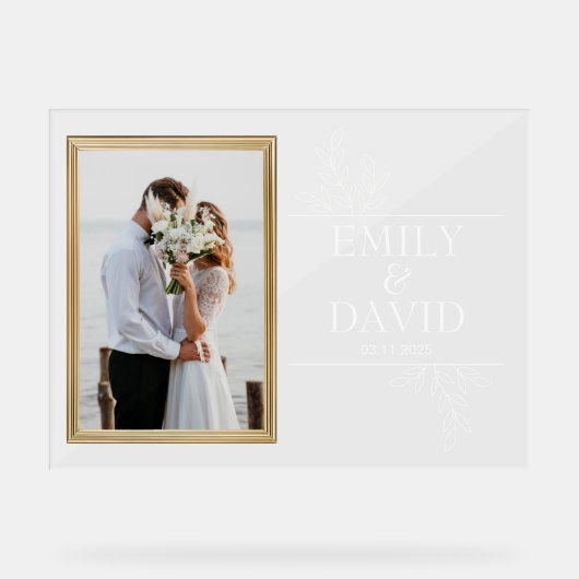 Cadre Mariage d'or Élégante typographie florale (Recto)