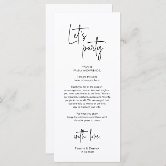 Cadre moderne Cadre Dîner Carte de remerciements (Devant / Derrière)