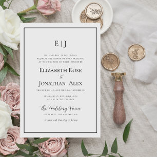 cadre moderne faire-part de mariage noir et blanc