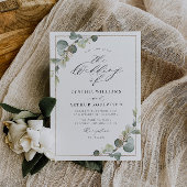 cadre moderne faire-part de mariage verte eucalypt