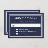 Cadre moderne simple Elégant Marine RSVP (Devant / Derrière)
