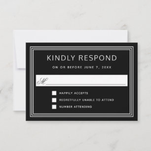 Cadre moderne simple élégant noir RSVP