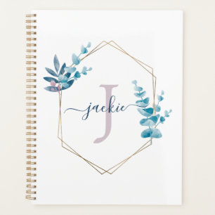Cadre monogramme aquarelle eucalyptus lilas