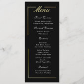 Cadre noir foncé Or blanc Script élégant Menu (Devant)