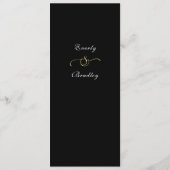 Cadre noir foncé Or blanc Script élégant Menu (Dos)