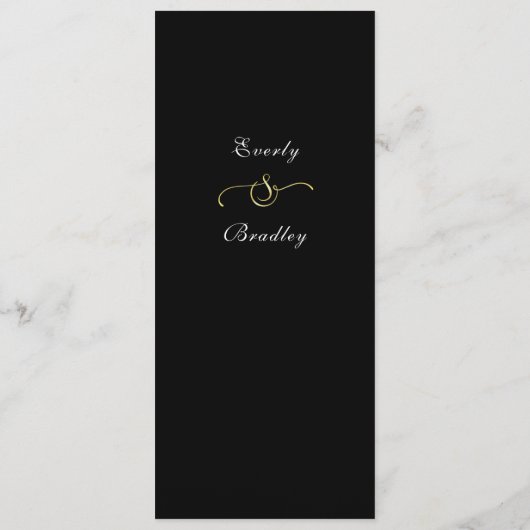 Cadre noir foncé Or blanc Script élégant Menu (Dos)
