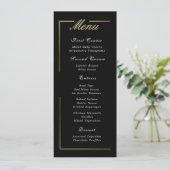 Cadre noir foncé Or blanc Script élégant Menu (Debout devant)