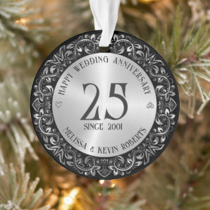 Cadre noir or 25e anniversaire de mariage