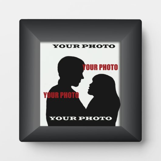 Cadre noir Votre photo Carré Plaque (Devant)