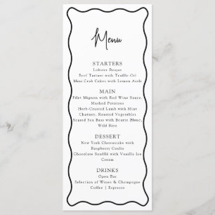 Cadre ondulé, Bordure ondulée, menu mariage modern