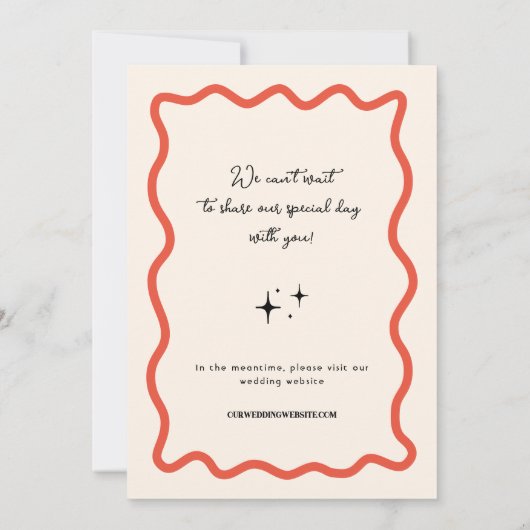 Cadre Ondulé Photo de Mariage Rétro Save The Date (Dos)