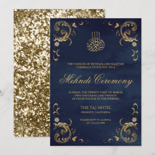 Cadre Or Antique Invitation de cérémonie de mehndi