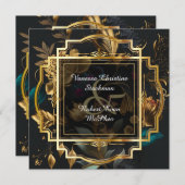 Cadre Or avec Faire-part de mariage Fleurs (Devant / Derrière)