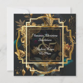 Cadre Or avec Faire-part de mariage Fleurs (Devant)