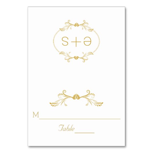 Cadre or et initiales Carte d'escorte pliée mariag (Par défaut)