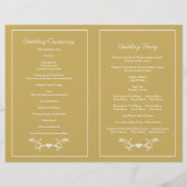 Cadre or et initiales programme de mariage plié (Dos)