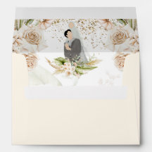 Cadre Or Floral VERT & Mariage islamique BEIGE