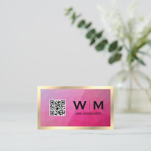 Cadre Or | Géométrique | Carte de visite DE CODE Q (Debout devant)