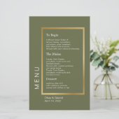 Cadre Or. Menu simple et classique de mariage vert (Debout devant)