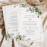 Cadre Or moderne Invitation de verdure avec détail<br><div class="desc">Cette collection élégante présente des feuilles de verdure à l'aquarelle mélangée avec un serif élégant et délicat sans police en noir,  avec de l'espace pour ajouter des détails sur le dos. Éléments correspondants disponibles.</div>