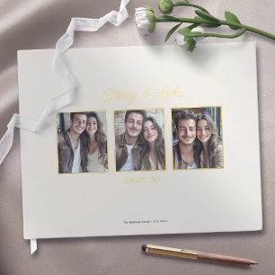 Cadre Or moderne simple avec trois photos en coupl