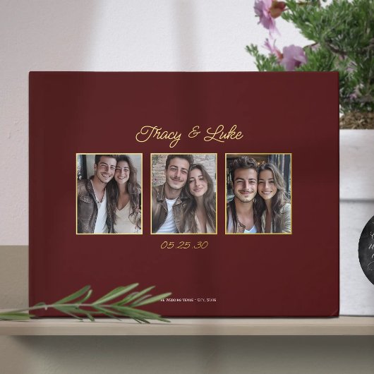 Cadre Or moderne simple avec trois photos en coupl