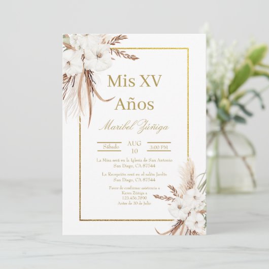 Cadre or Quinceanera invitation (Debout devant)