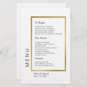 Cadre Or. Simple Typographie classique menu mariag (Devant / Derrière)