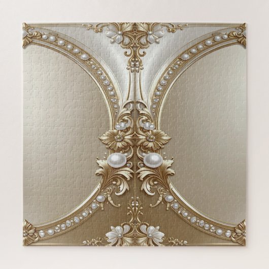 Cadre Orné Doré avec Perles Puzzle (Vertical)