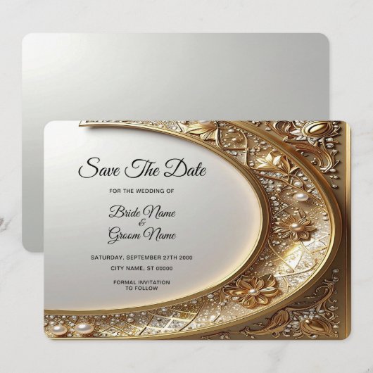 Cadre Orné Doré Save The Date (Devant / Derrière)