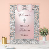 Cadre Parties scintillant Argent Bow rose Baptême  (Mariage)