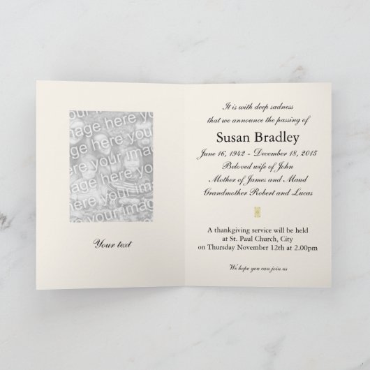 Cadre Peony Sepia dans le Faire-part funéraire (Intérieur)