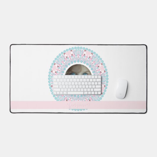 Cadre personnalisé Pastel rose et bleu Mandala (Clavier et souris)